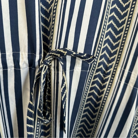 Gypsie Blu Women Kaftan Long Dress One Size Blue White Coverup Pockets Button Up - Picture 8 of 10